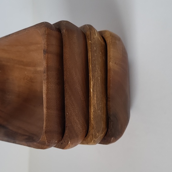 Set of 4 Wooden Square Bowls - Picture 6 of 12